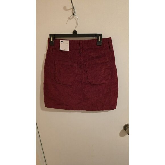 Old Navy Mini Skirt Womens Size Small Red Corduroy Pockets NWT Y2K Academia - Picture 2 of 9